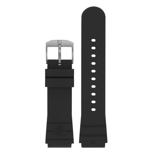Black Rubber PU Strap - 21mm