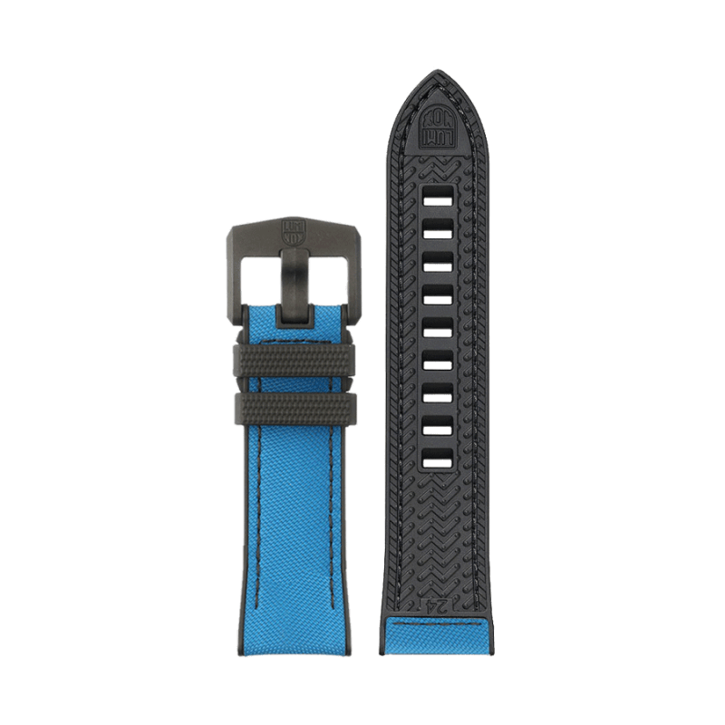 Blue Nylon over Black Rubber Strap with Black Stitching (ICE-SAR Series) - 24mm